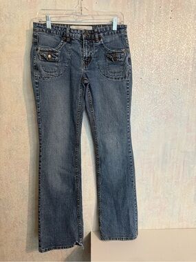 Mossimo Supply Co Junior Button 5 Pockets Blue Bootcut Jeans Sz 9
